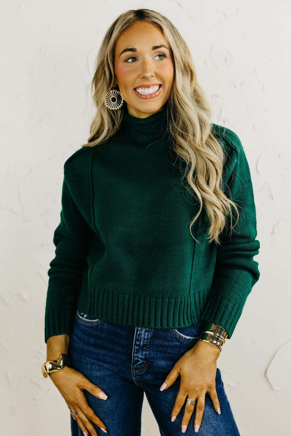 The Abby Reverse Seam High Neck Sweater