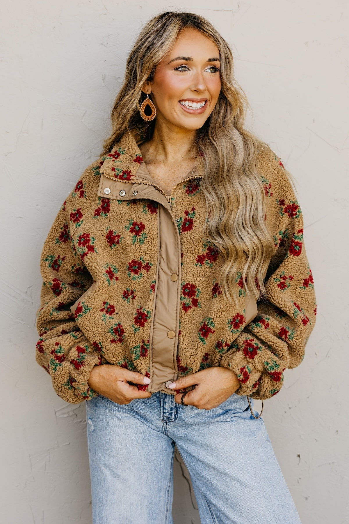 The Melba Floral Print Sherpa Jacket