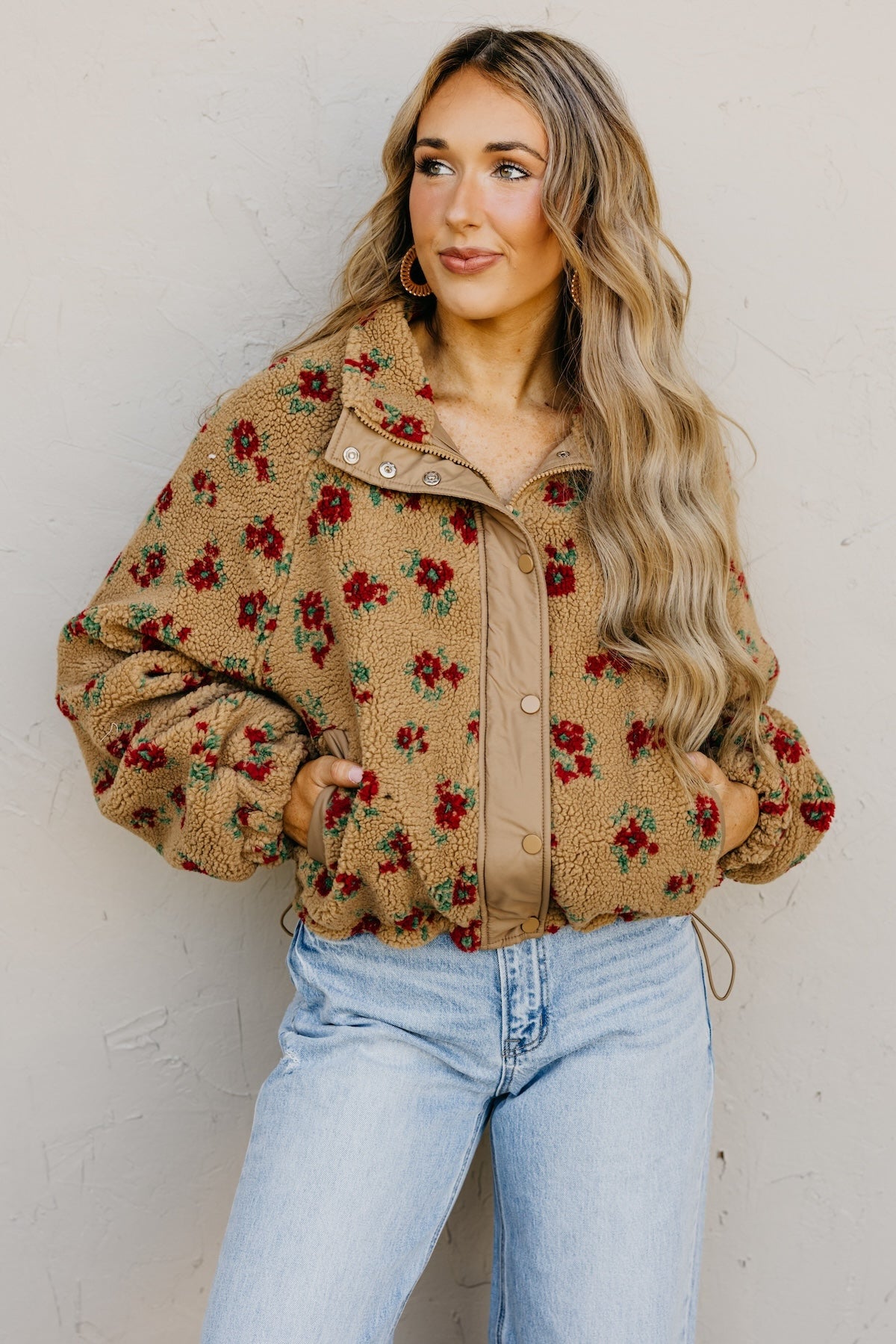 The Melba Floral Print Sherpa Jacket