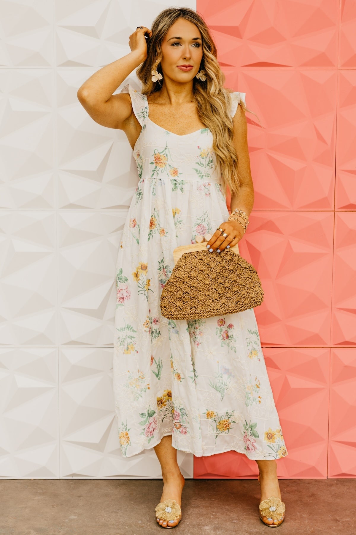 The Wade Floral Embroidered Midi Dress
