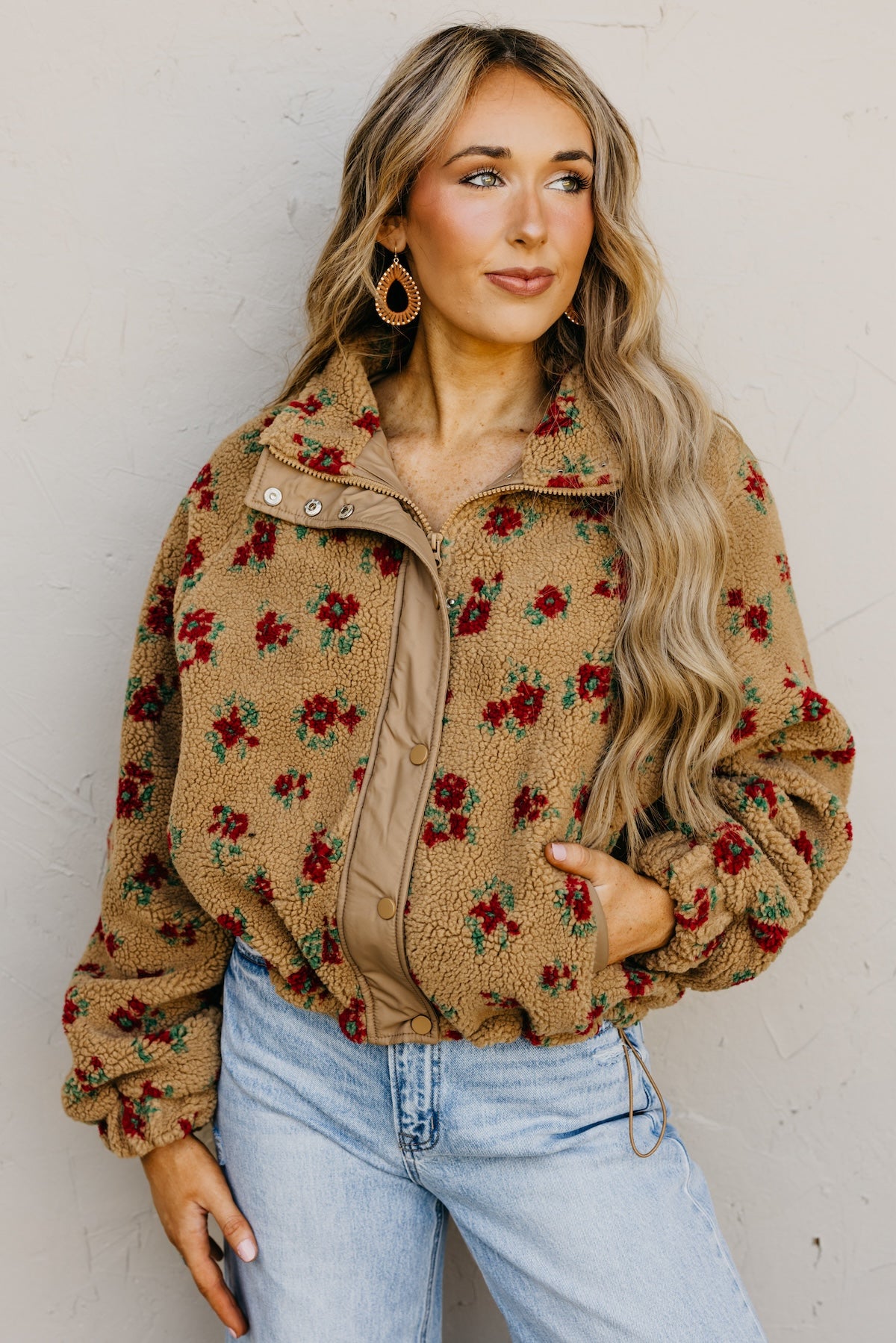 The Melba Floral Print Sherpa Jacket