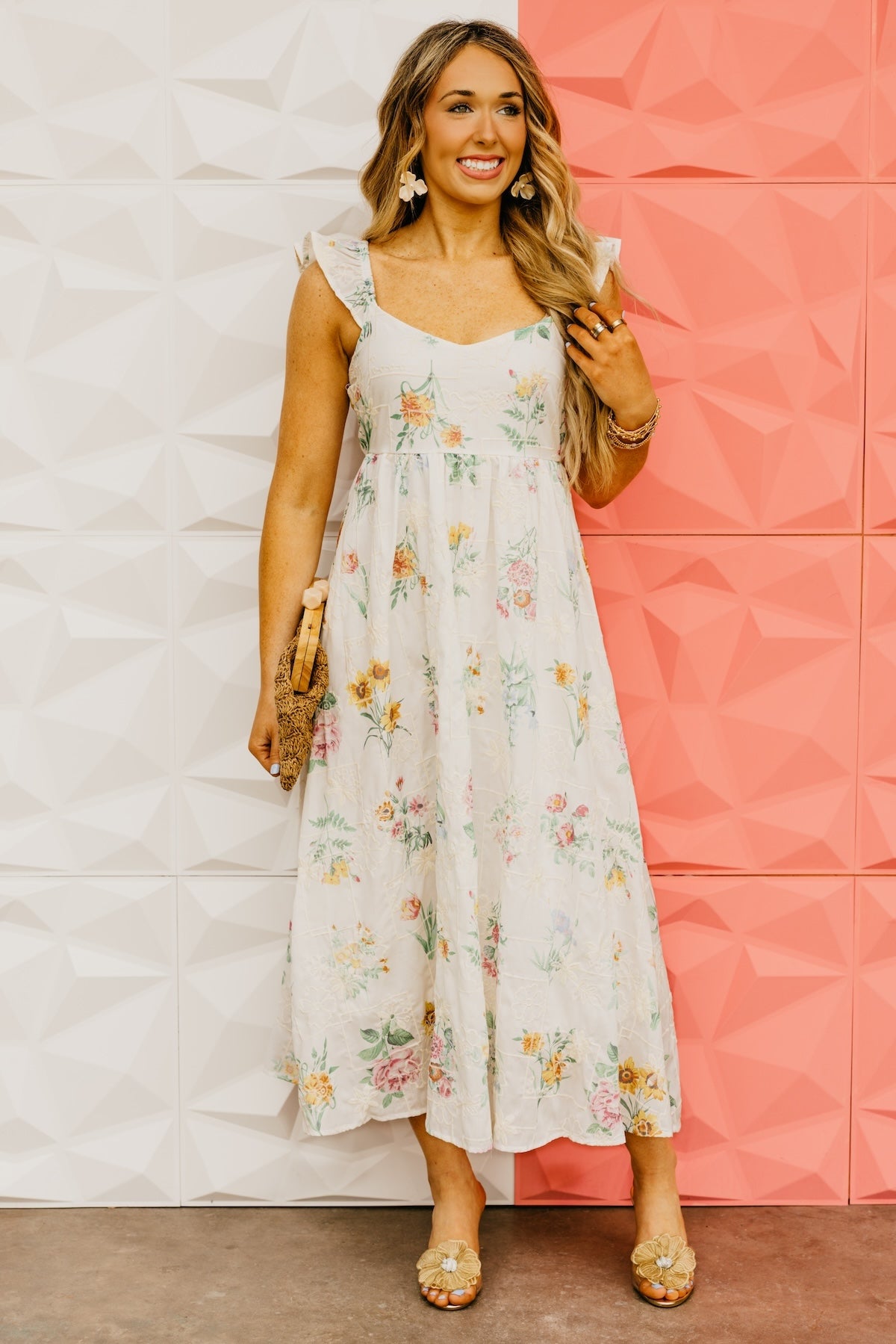 The Wade Floral Embroidered Midi Dress