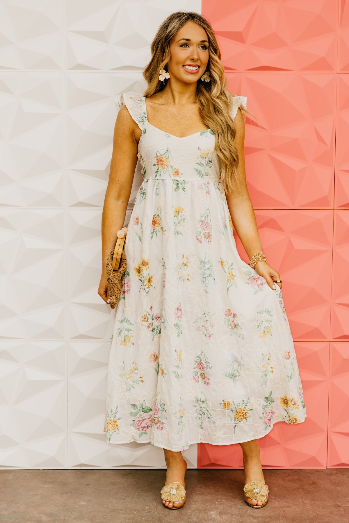 The Wade Floral Embroidered Midi Dress