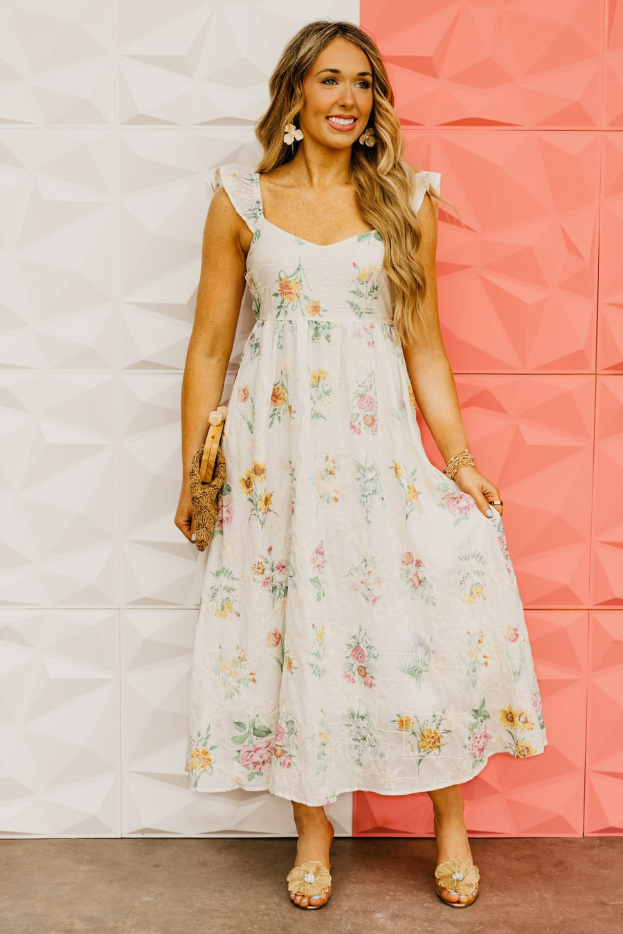 The Wade Floral Embroidered Midi Dress
