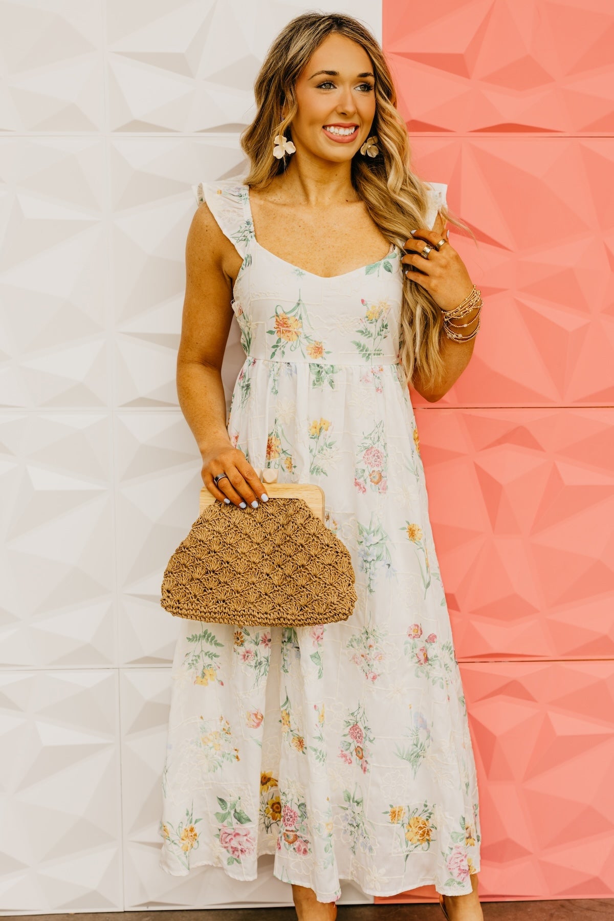 The Wade Floral Embroidered Midi Dress