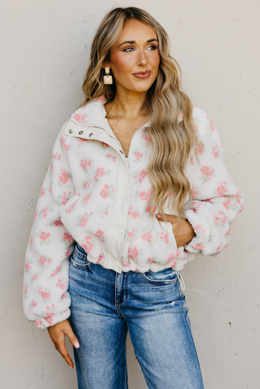 The Melba Floral Print Sherpa Jacket