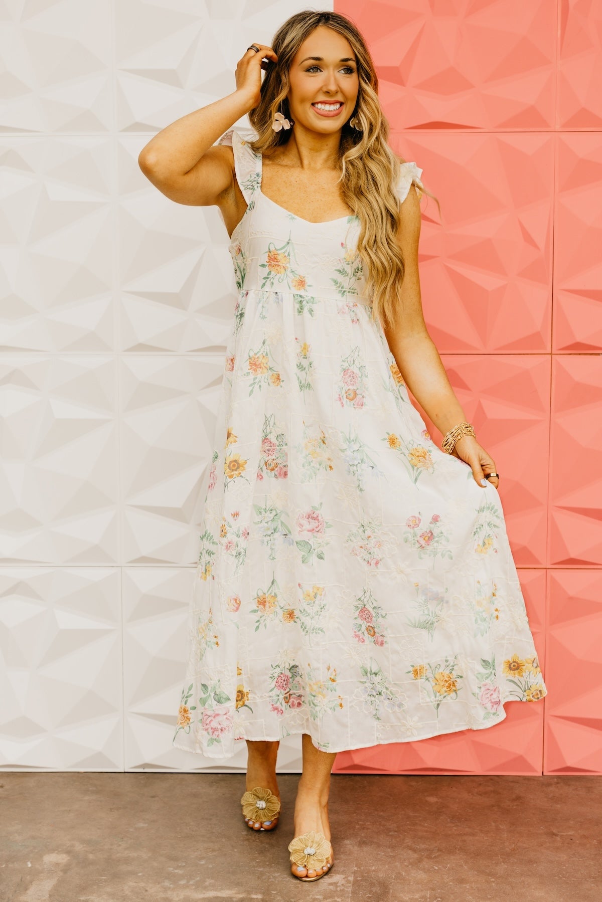 The Wade Floral Embroidered Midi Dress