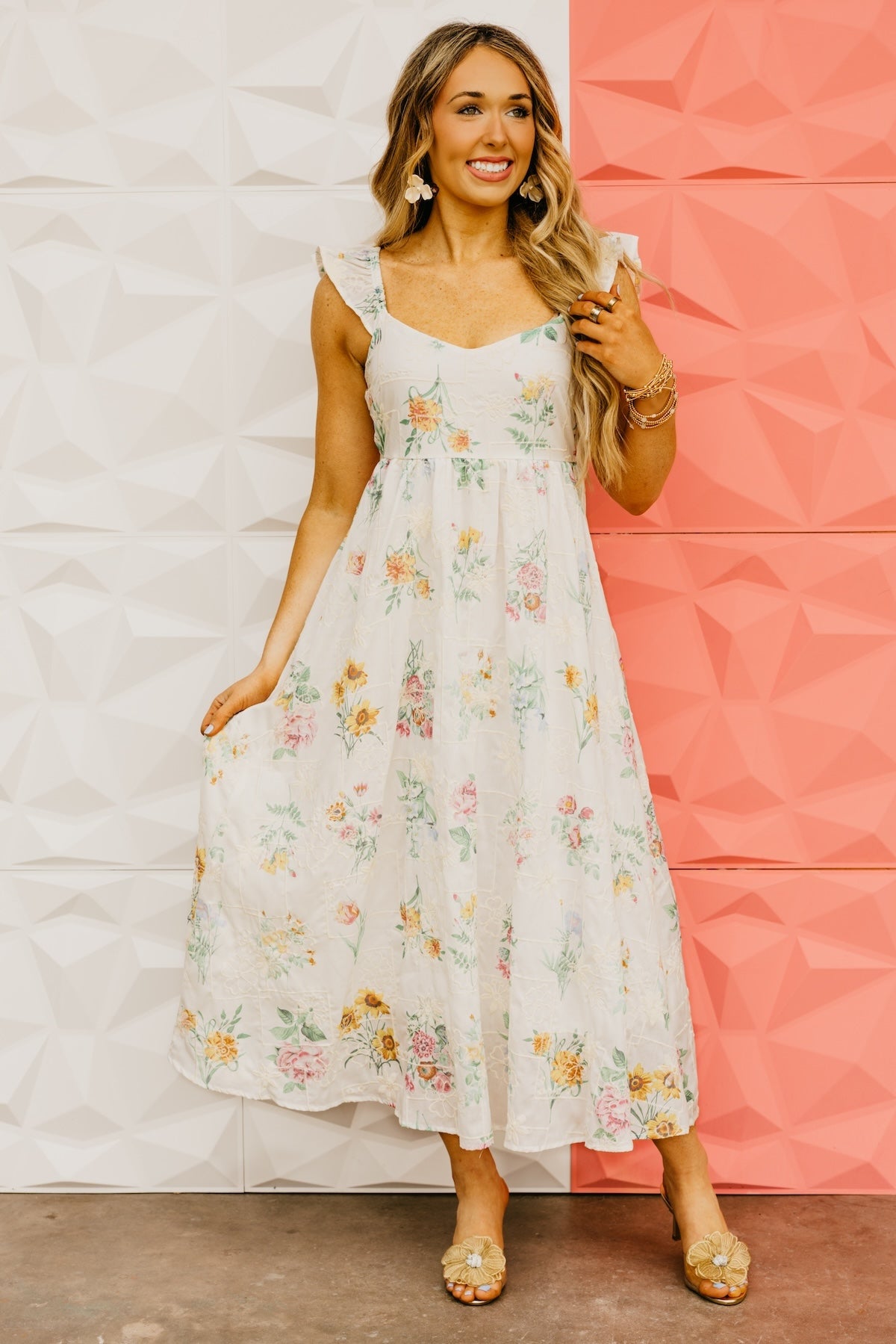 The Wade Floral Embroidered Midi Dress