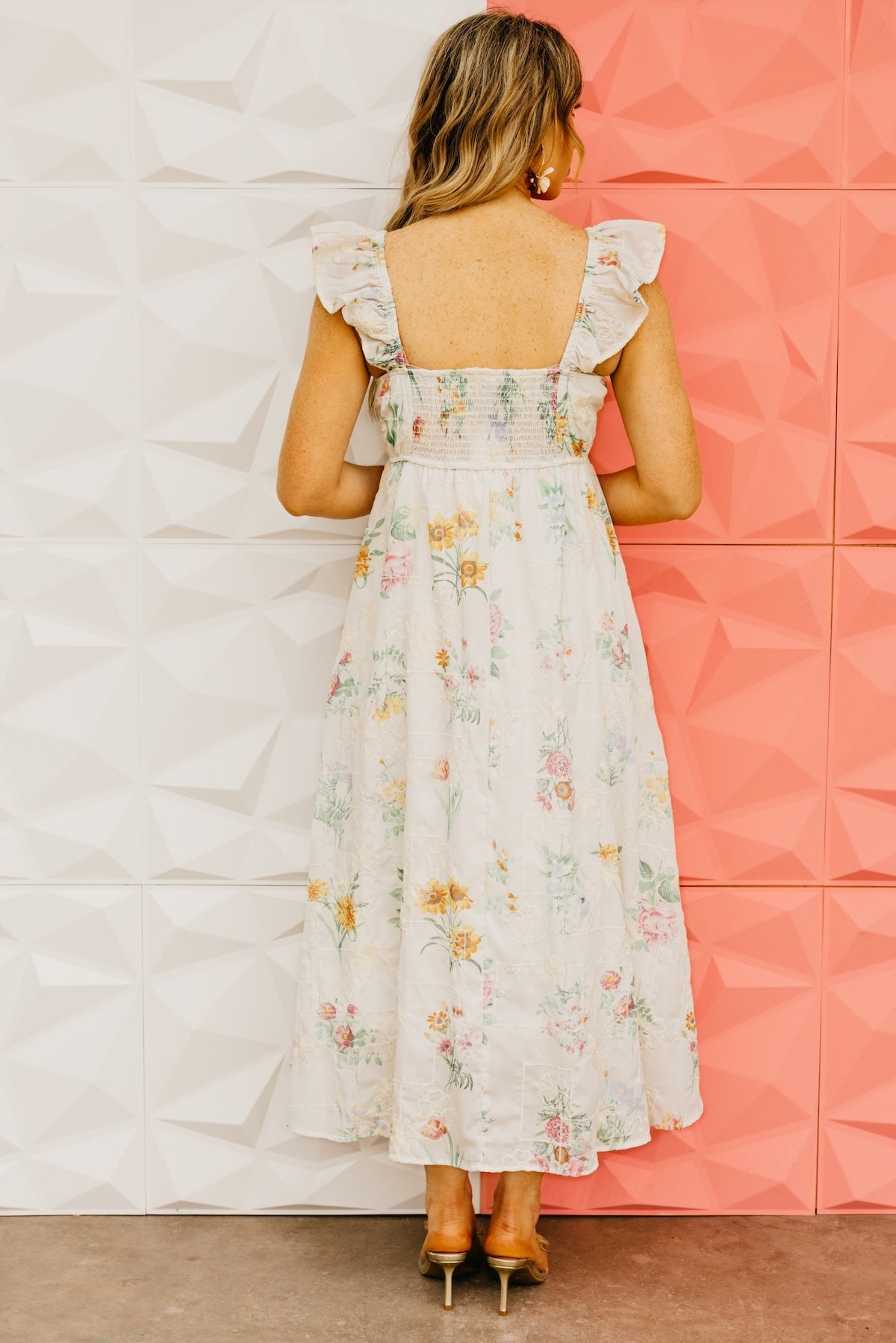 The Wade Floral Embroidered Midi Dress
