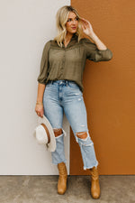 The Titus Split Neck Eyelet Top