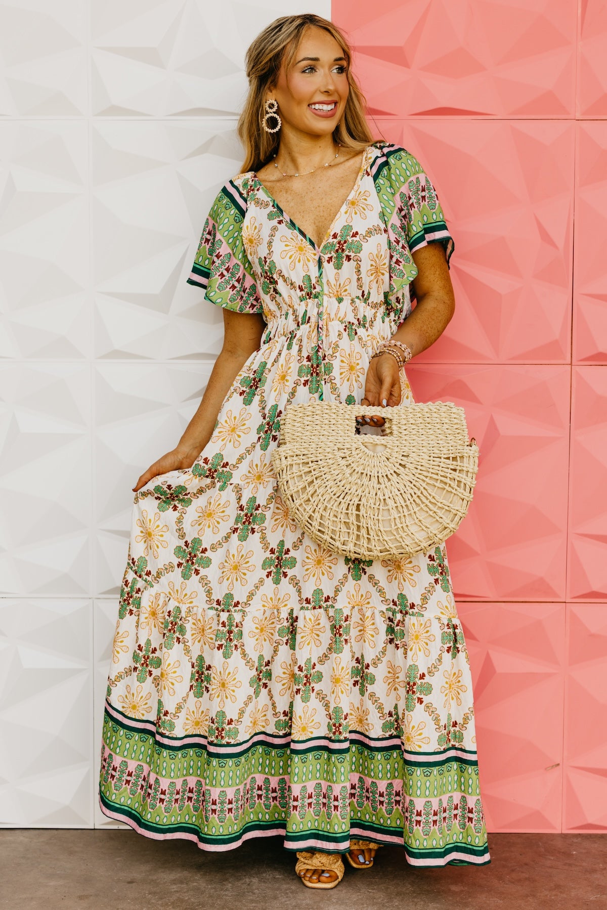The Dennis Flutter Sleeve Maxi Dress