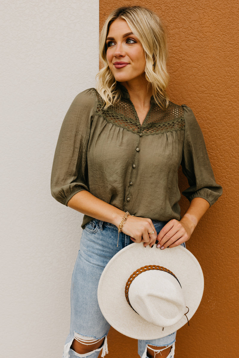 The Titus Split Neck Eyelet Top