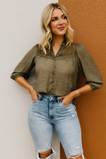 The Titus Split Neck Eyelet Top