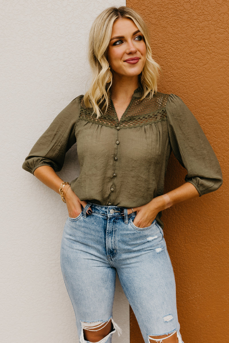 The Titus Split Neck Eyelet Top