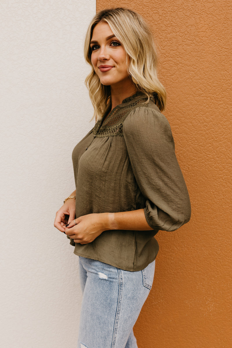 The Titus Split Neck Eyelet Top