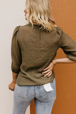 The Titus Split Neck Eyelet Top
