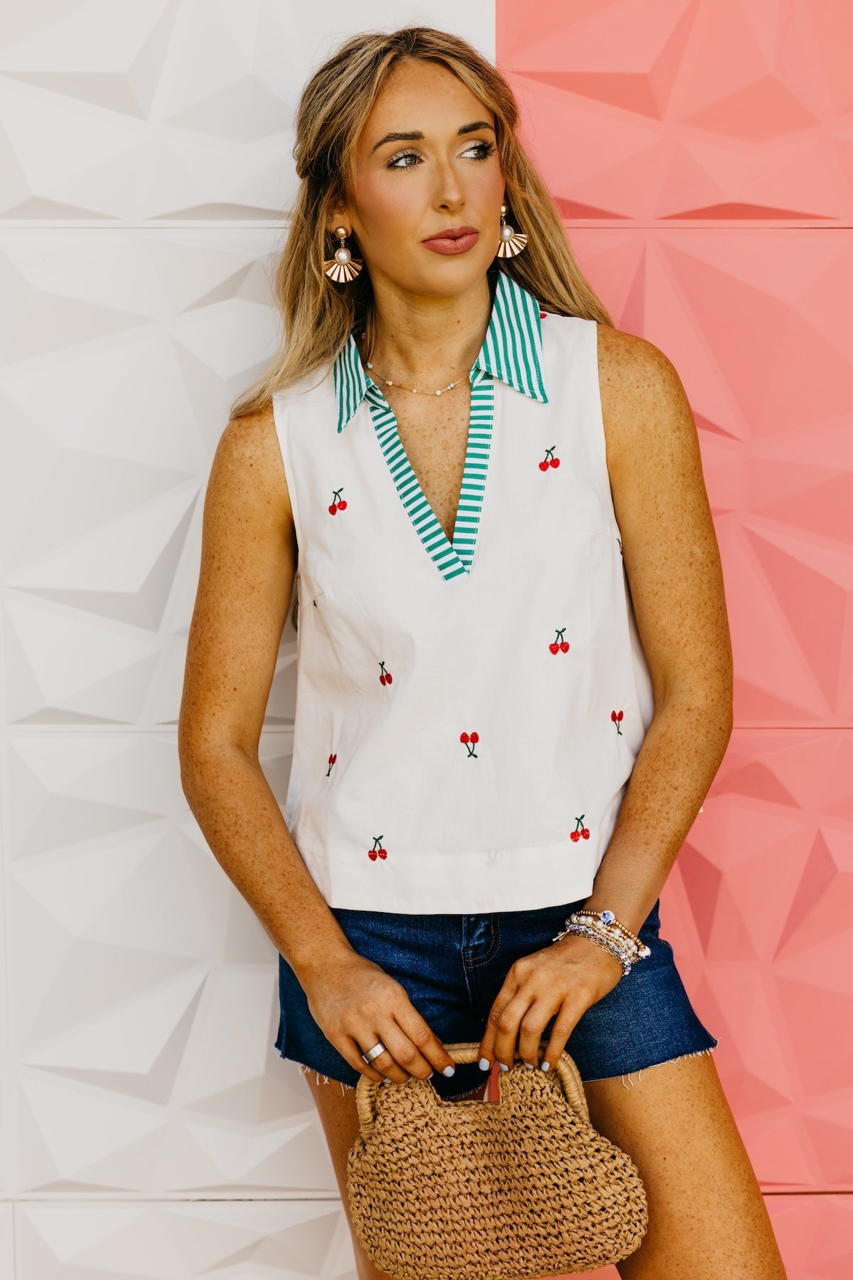 The Marvin Embroidered Cherry Top