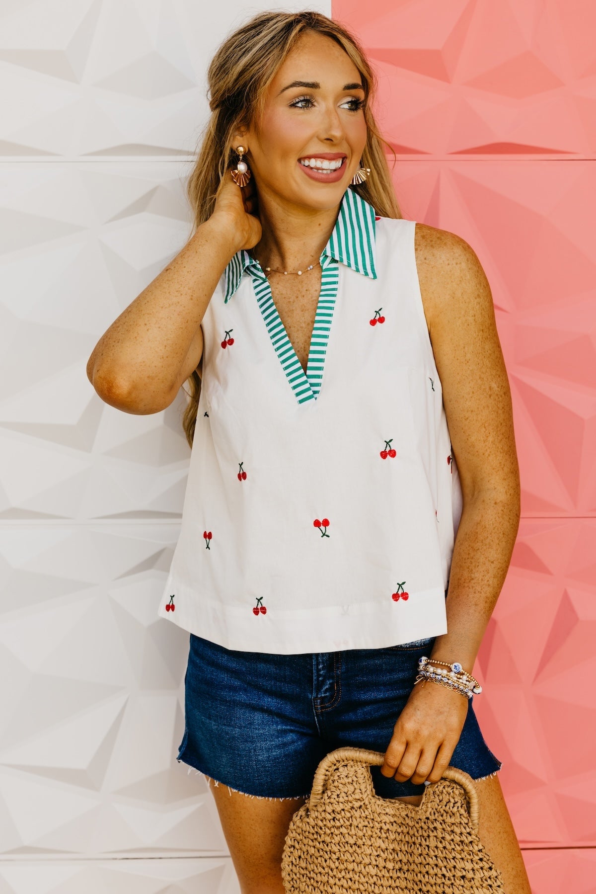 The Marvin Embroidered Cherry Top