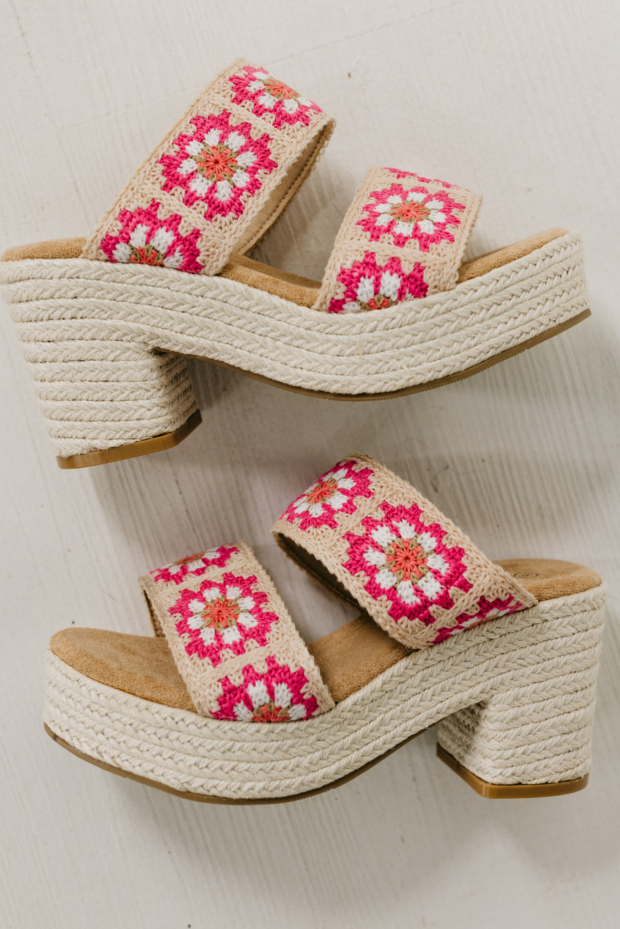 The Shirin Floral Crochet Platform Heel