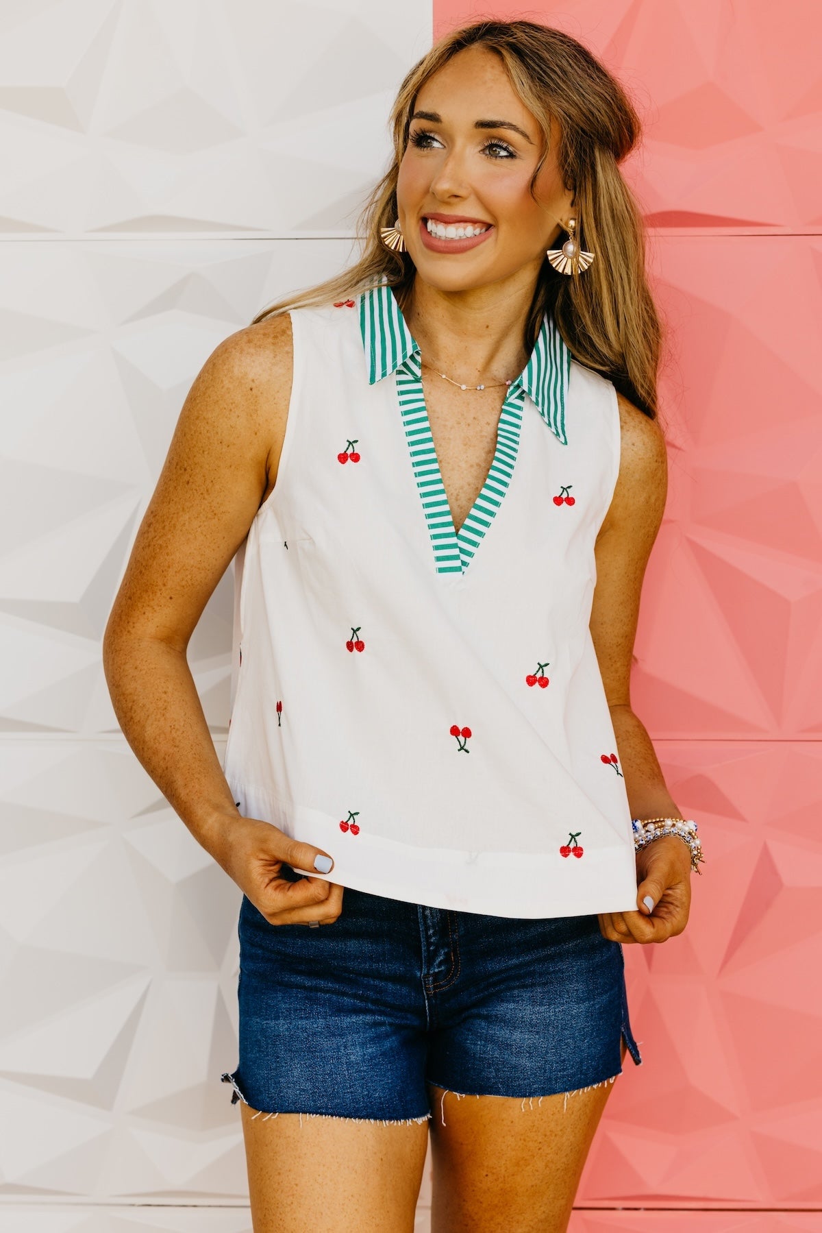 The Marvin Embroidered Cherry Top