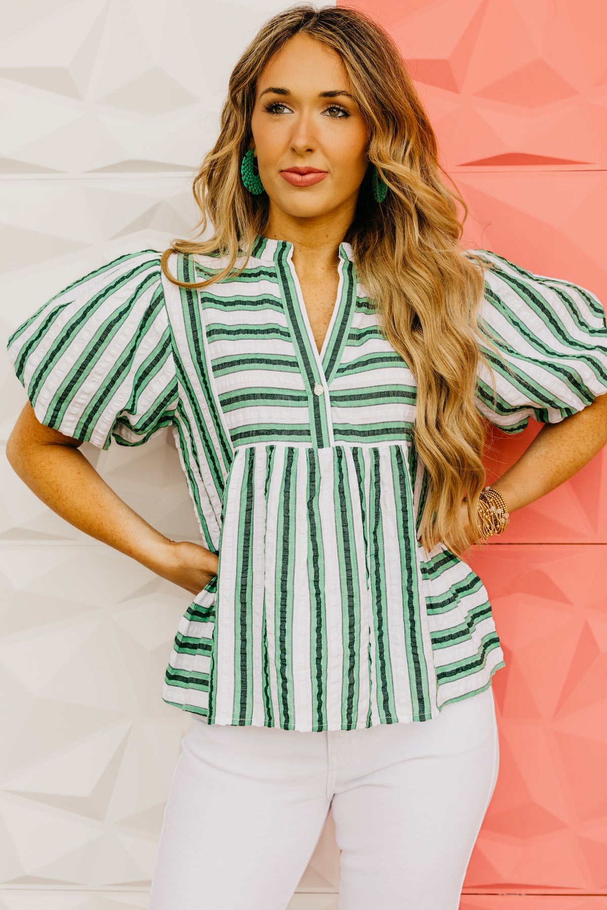 The Sullivan Puff Sleeve Striped Top