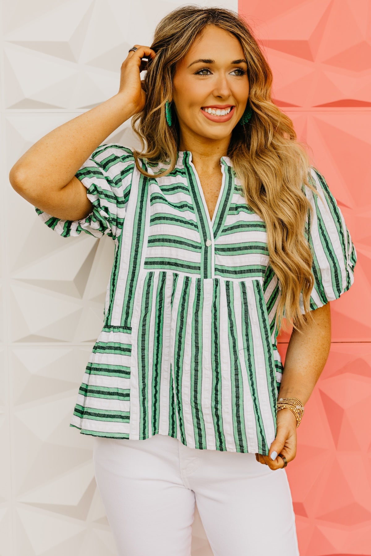 The Sullivan Puff Sleeve Striped Top