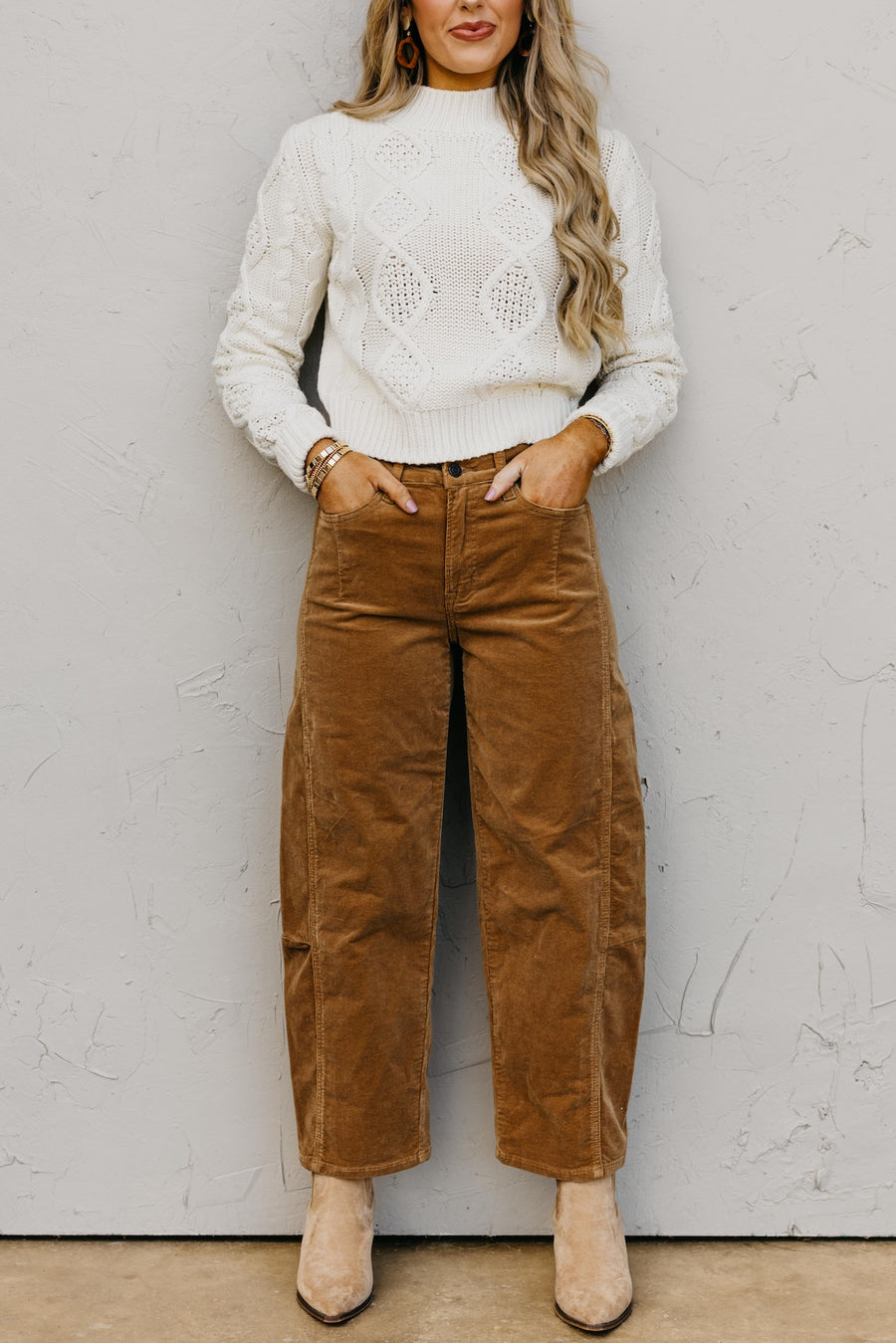 Vervet Denim | High Rise Corduroy Barrel Denim
