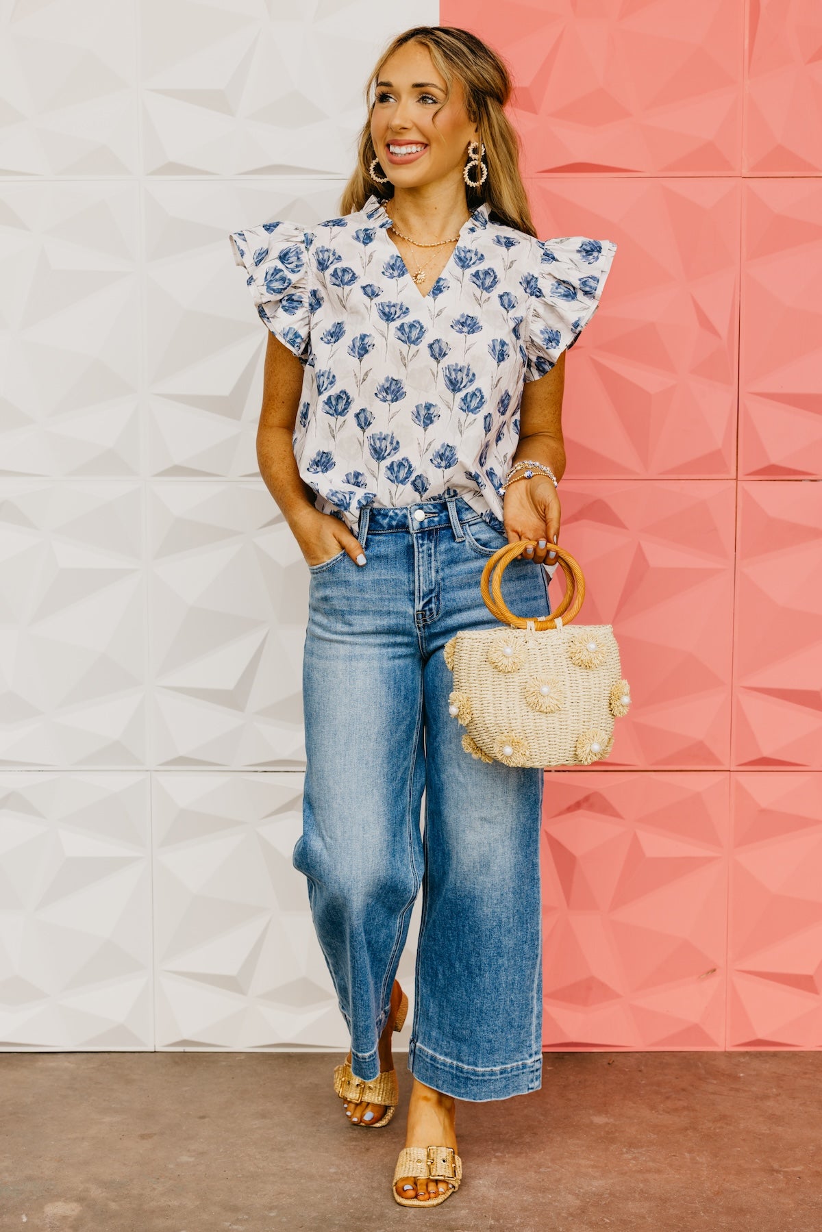 The Mauricio Ruffle Sleeve Floral Top