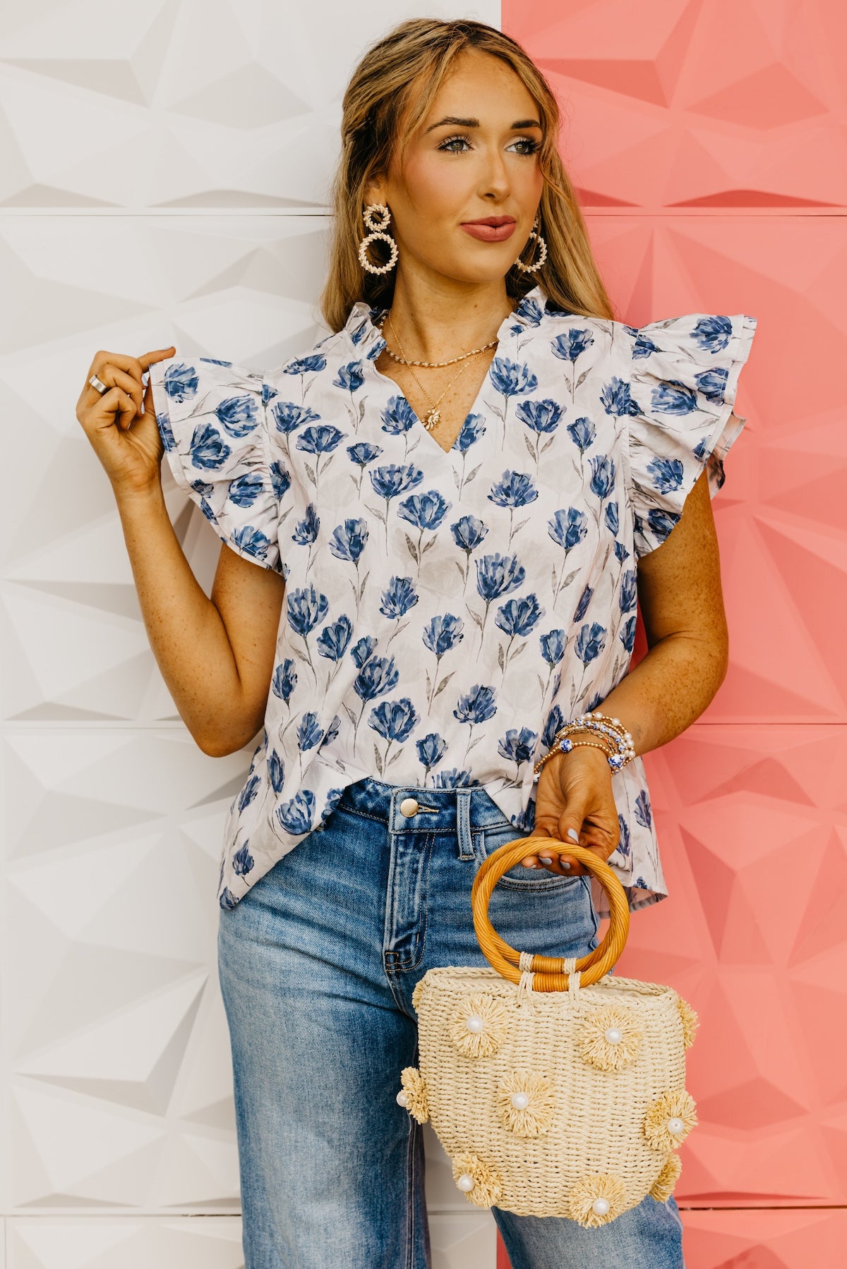 The Mauricio Ruffle Sleeve Floral Top