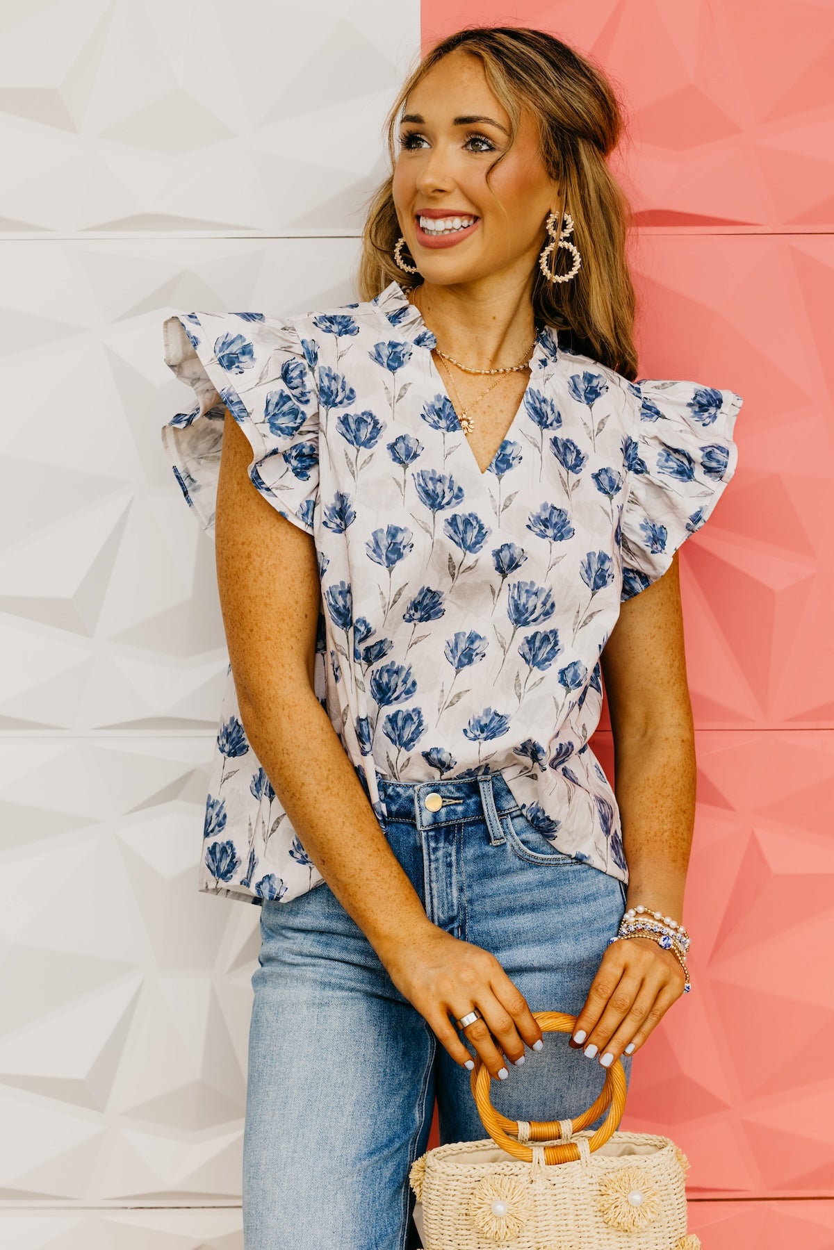 The Mauricio Ruffle Sleeve Floral Top