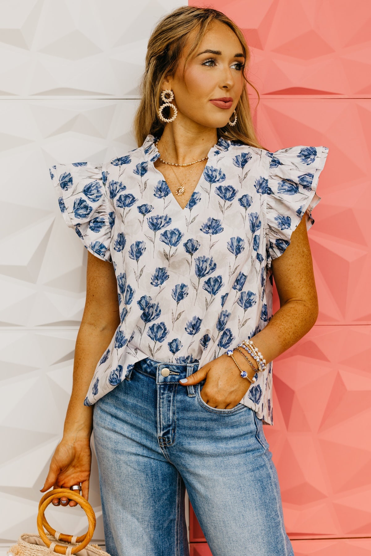 The Mauricio Ruffle Sleeve Floral Top