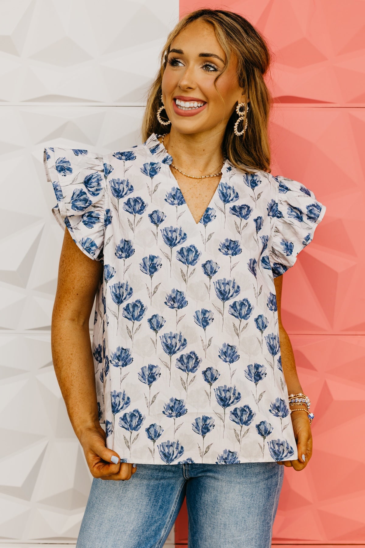 The Mauricio Ruffle Sleeve Floral Top