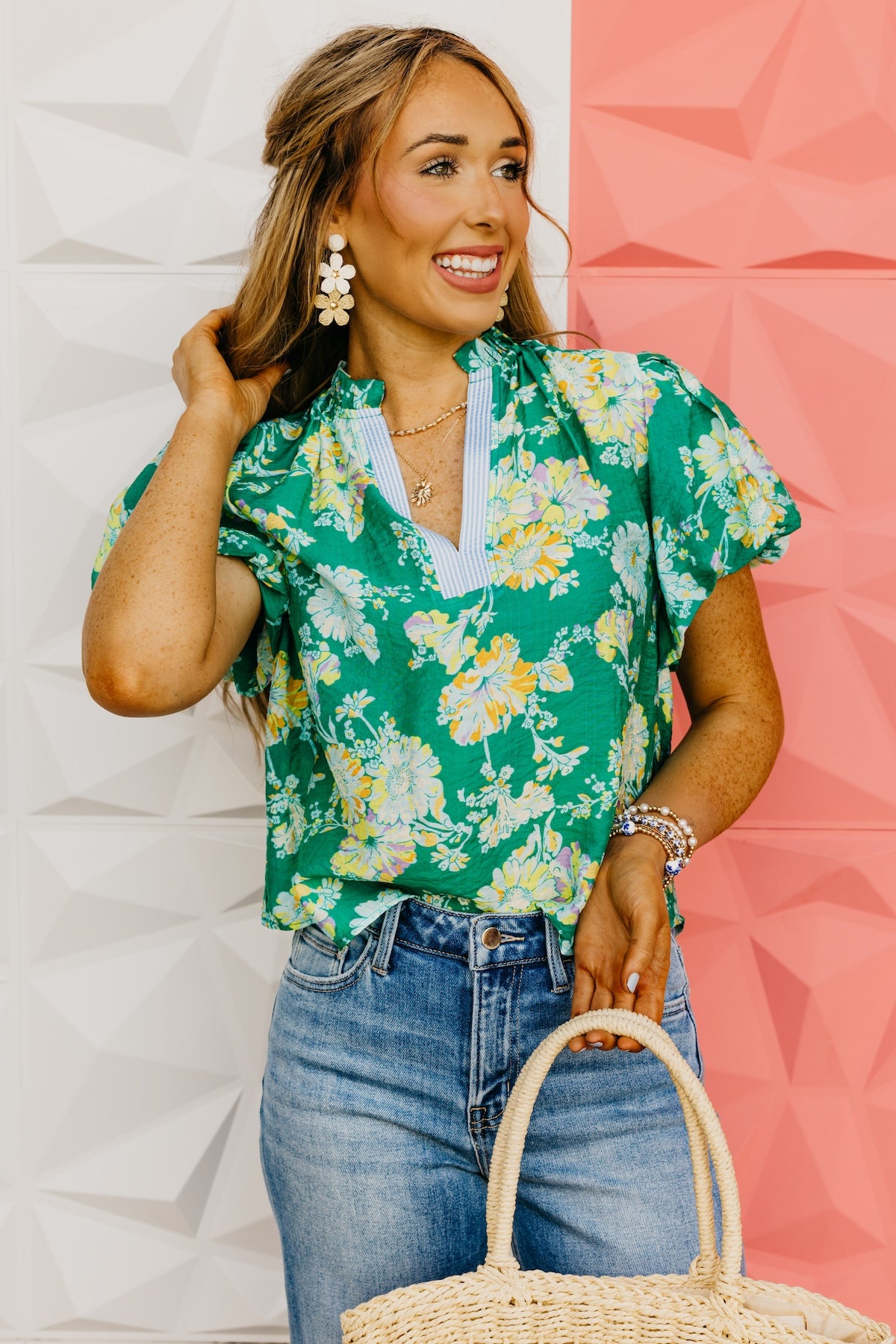 The Tony Floral V Neck Top