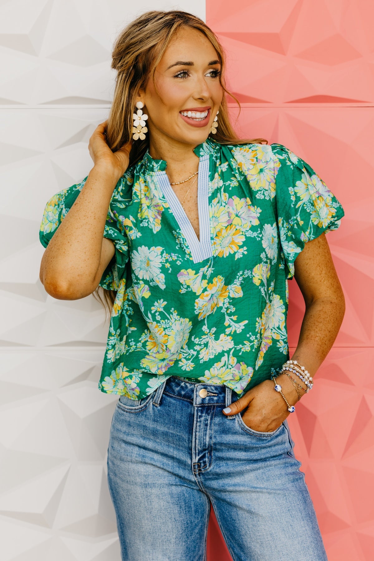 The Tony Floral V Neck Top