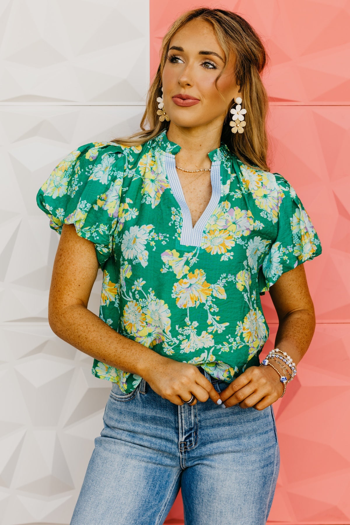 The Tony Floral V Neck Top