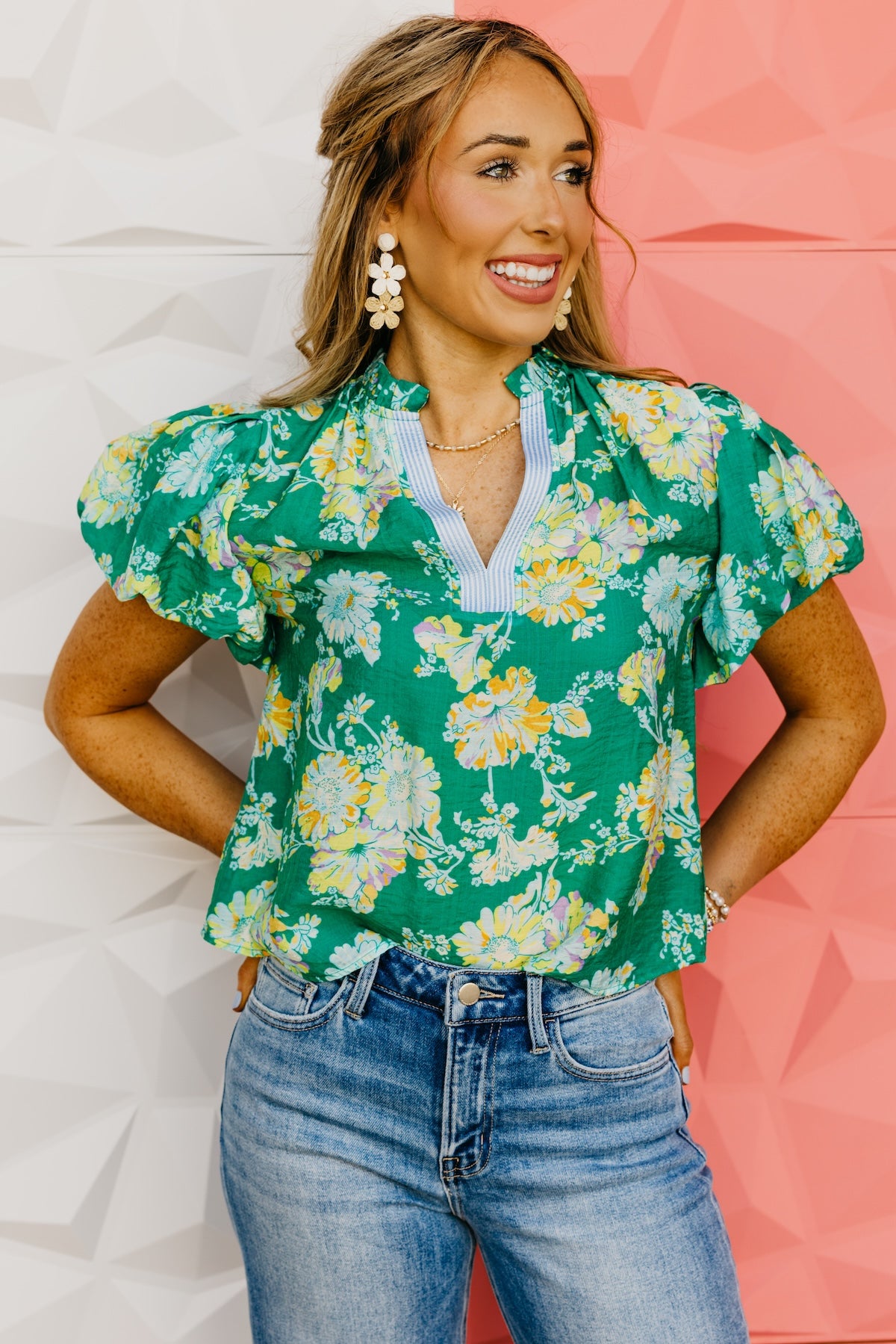 The Tony Floral V Neck Top