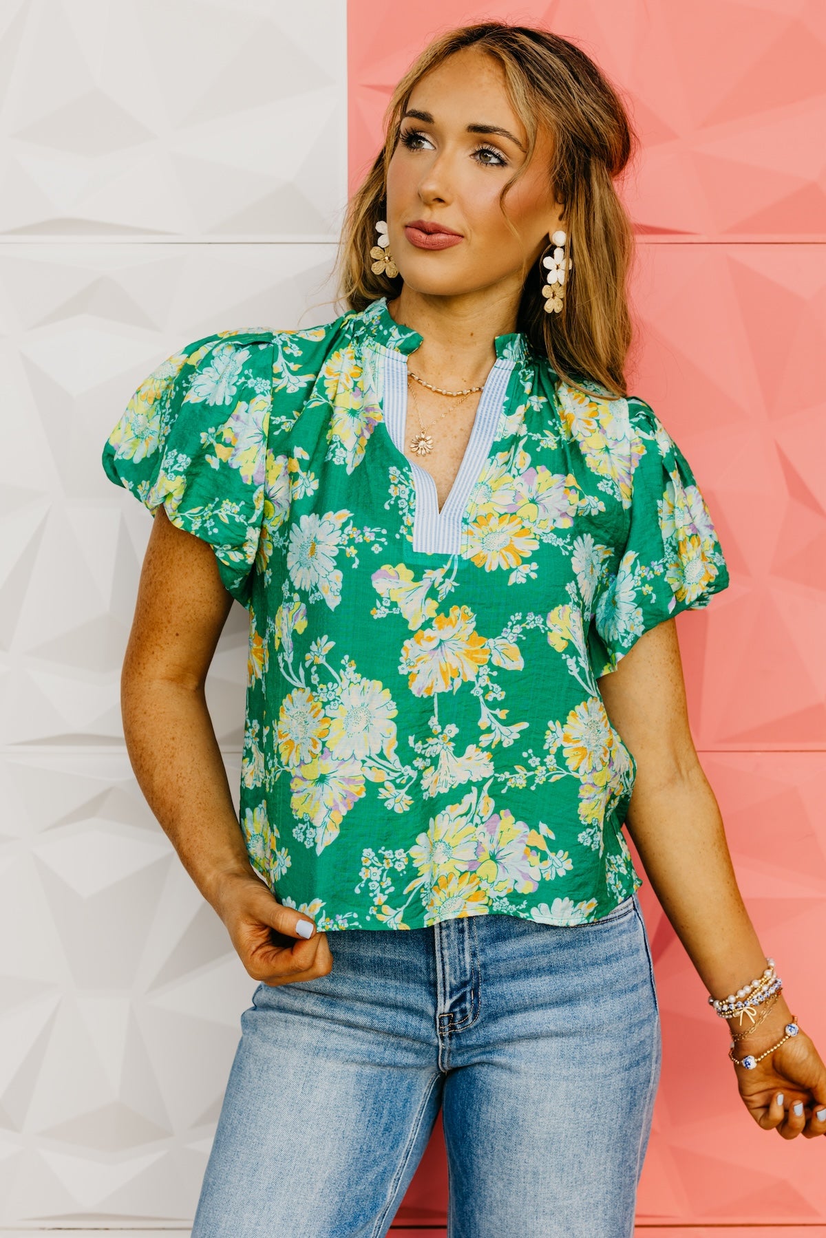 The Tony Floral V Neck Top