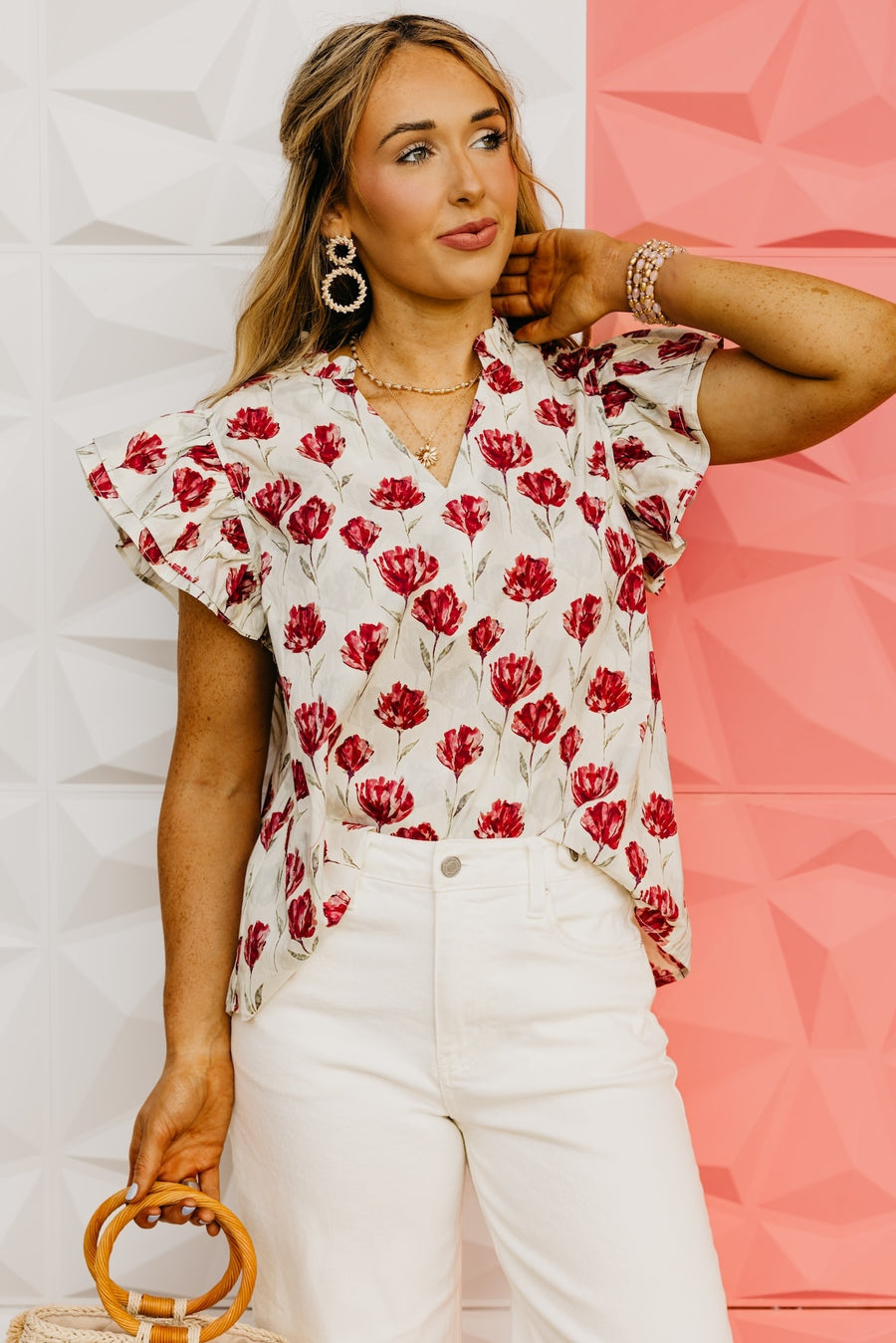The Mauricio Ruffle Sleeve Floral Top