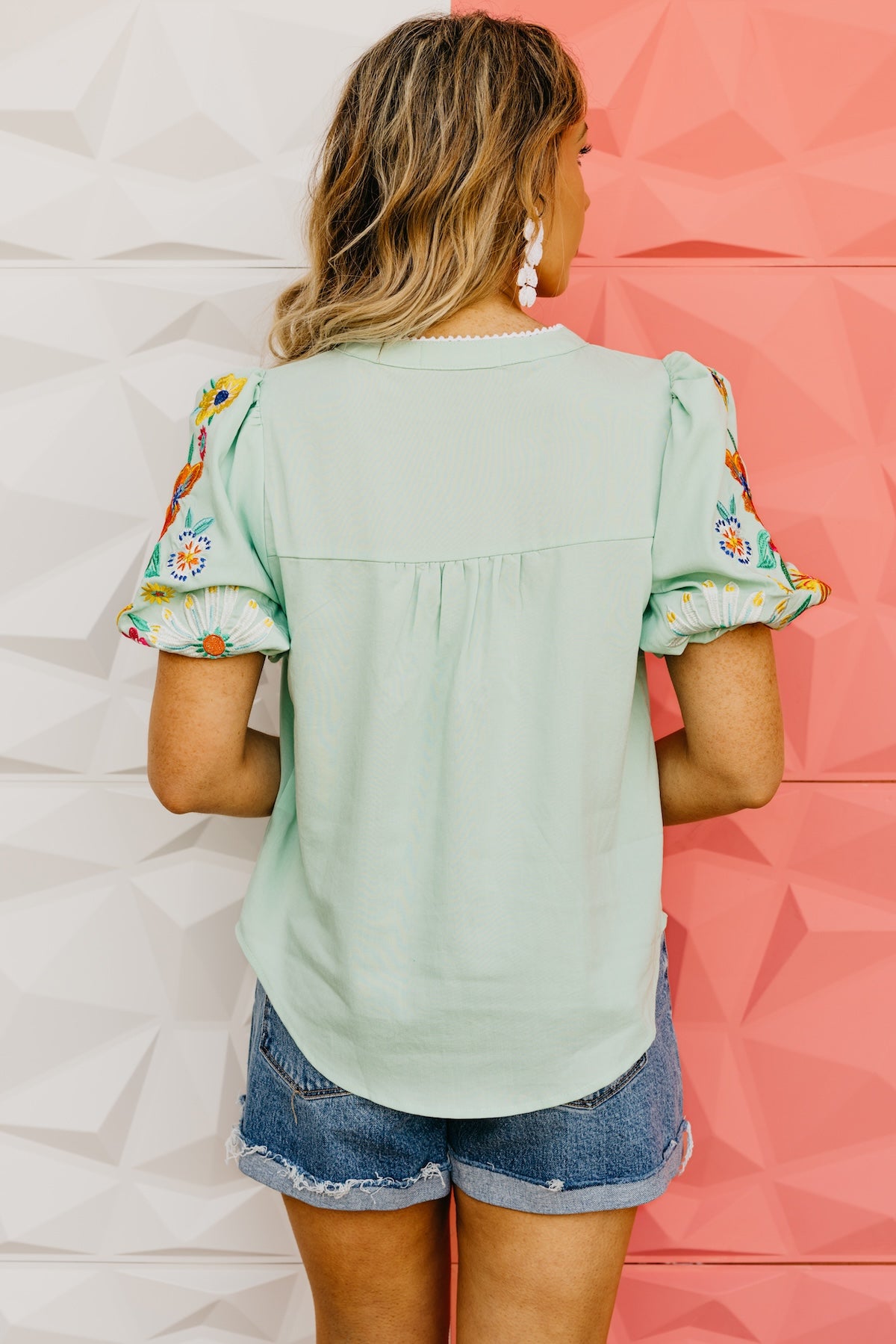 The Ariyah Floral Embroidered Puff Sleeve Top