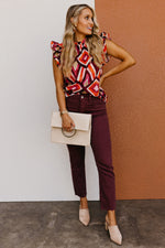The Ansley Woven Ruffle Sleeve Top