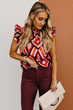 The Ansley Woven Ruffle Sleeve Top