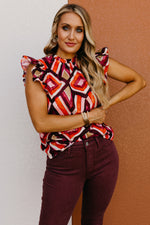 The Ansley Woven Ruffle Sleeve Top