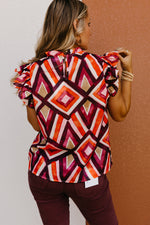 The Ansley Woven Ruffle Sleeve Top