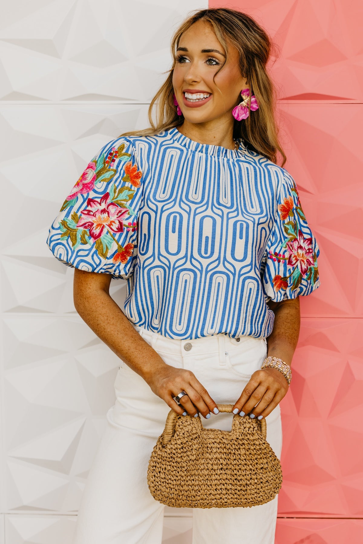 The Kellan Floral Embroidered Puff Sleeve Top