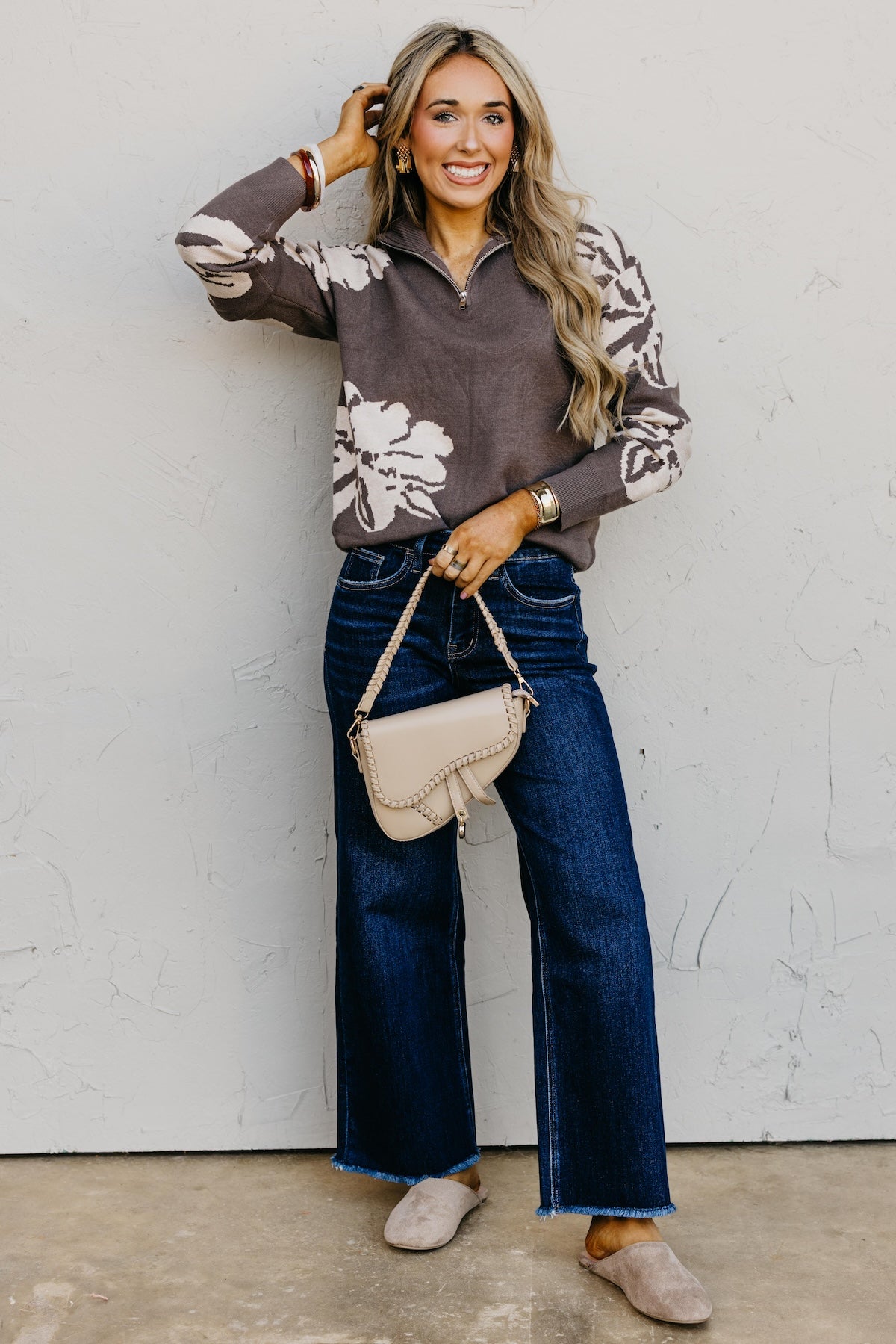 The Annabel Floral Zip Sweater