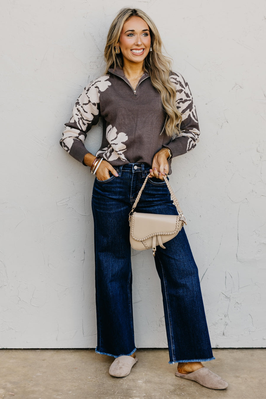 The Annabel Floral Zip Sweater