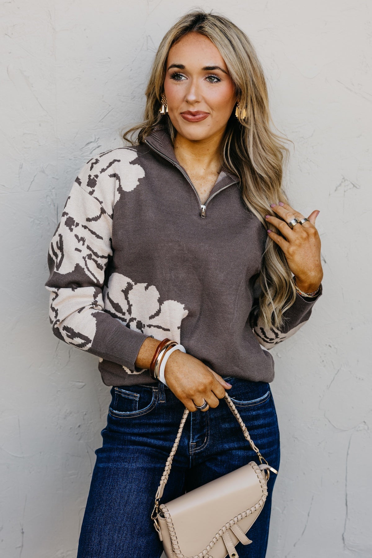 The Annabel Floral Zip Sweater