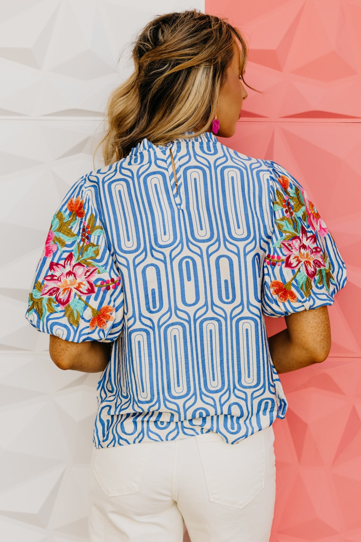 The Kellan Floral Embroidered Puff Sleeve Top