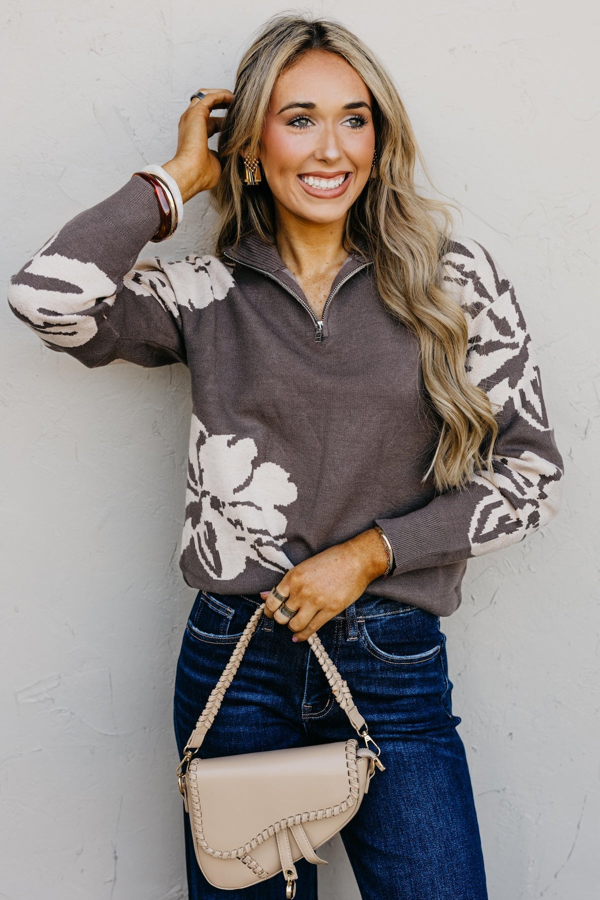 The Annabel Floral Zip Sweater