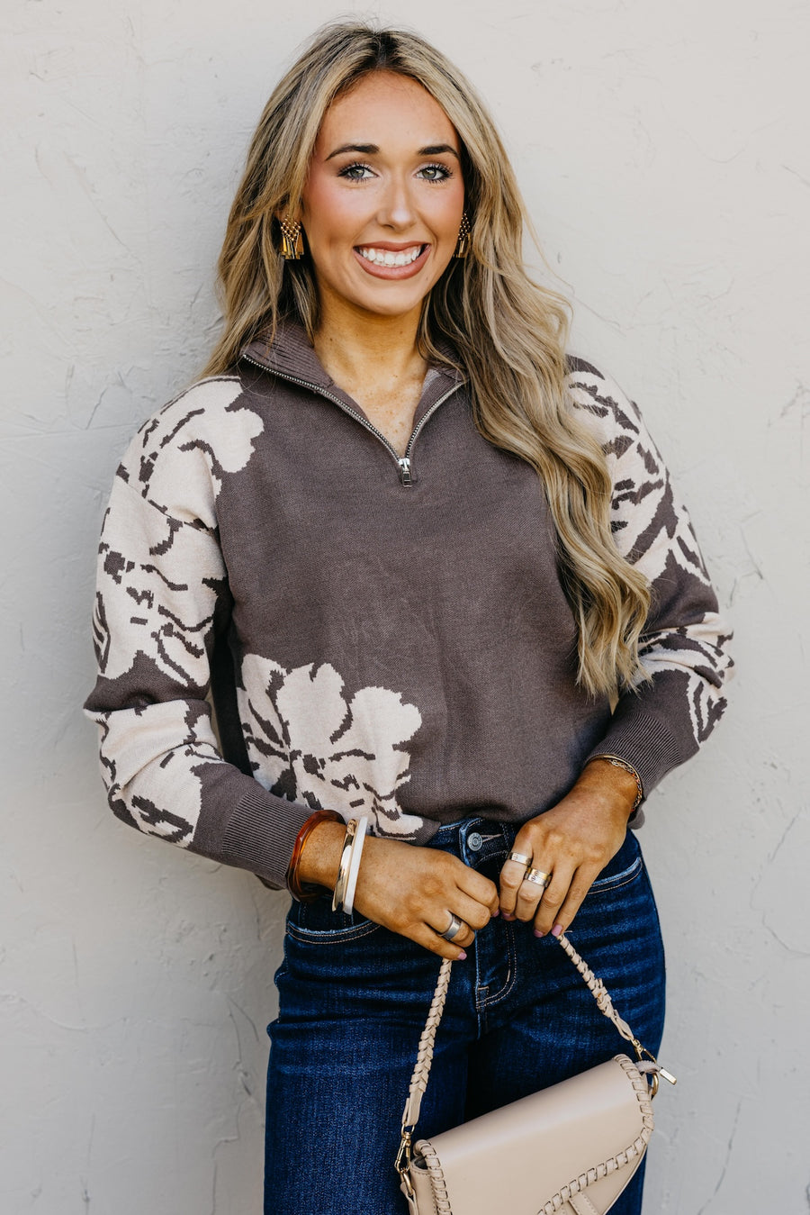 The Annabel Floral Zip Sweater